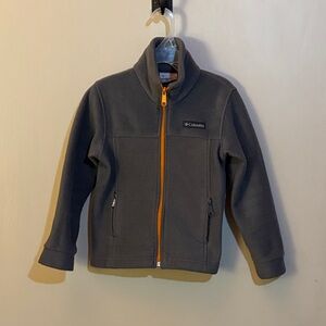 Columbia Charcoal Jacket with Vibrant Orange Accents